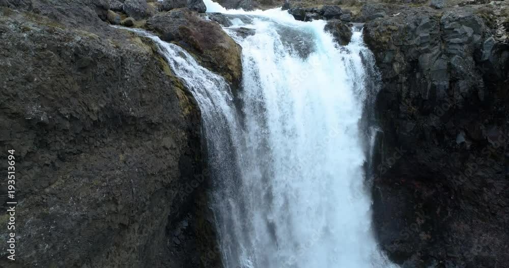 Flying over an unbelievable waterfall in Iceland Flying over an unbelievable waterfall in Iceland