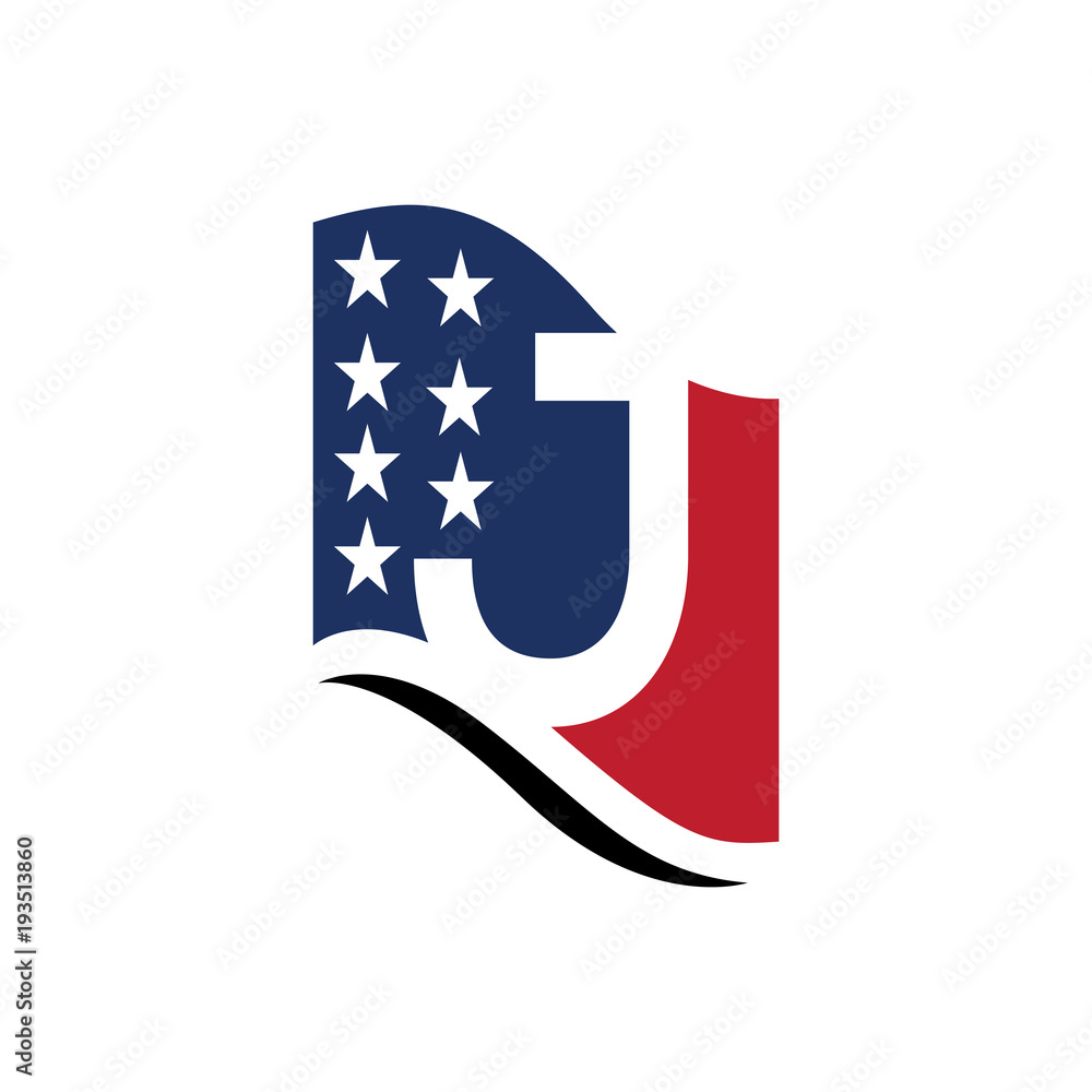 Vector Letter J Logo Design For American Flag Stock Vector Adobe Stock