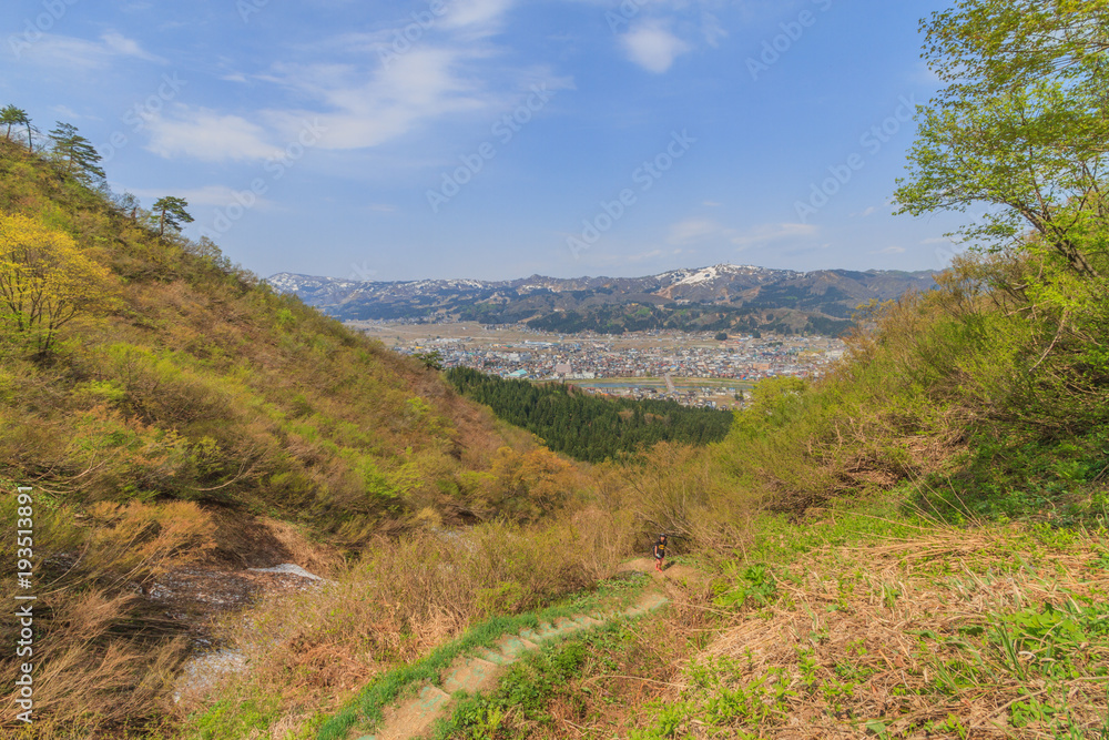 Naklejka premium 春の坂戸山から見た風景