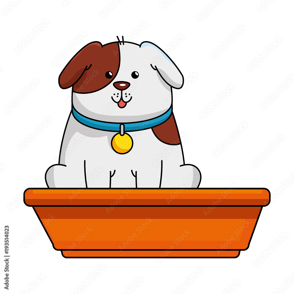 cute dog mascot in plastic pot vector illustration design cute dog mascot in plastic pot vector illustration design