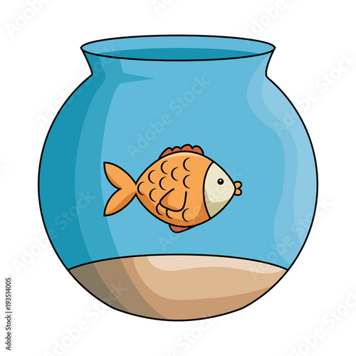 cute fish pet in aquarium vector illustration design