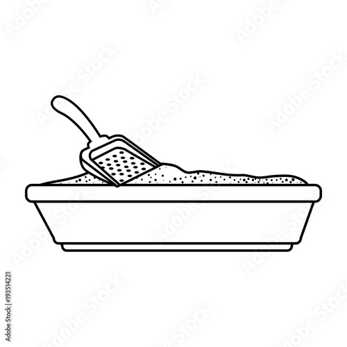 sandbox cat with shovel vector illustration design
