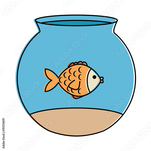 cute fish pet in aquarium vector illustration design