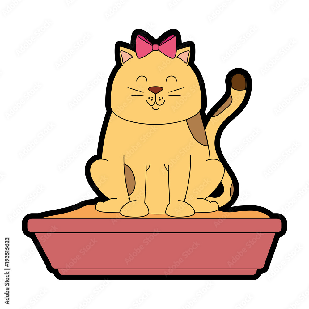 cute cat mascot with sand box vector illustration design cute cat mascot with sand box vector illustration design