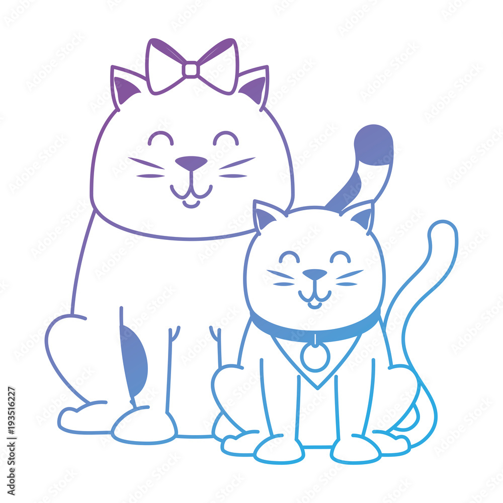 Obraz cute cats mascots characters vector illustration design