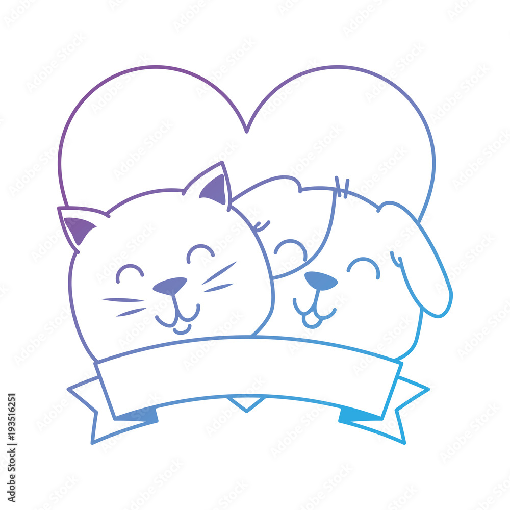 cute dog and cat with ribbon vector illustration design cute dog and cat with ribbon vector illustration design