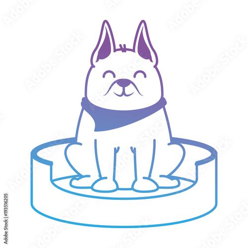 cute dog in the mattress mascot vector illustration design