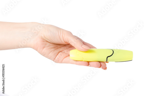 Yellow marker in hand