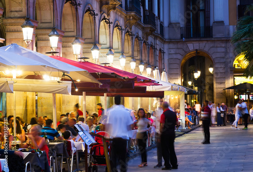 Photography Illuminated Placa Reial in Barcelona