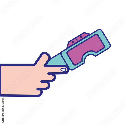 hand with 3d glasses technology equipment