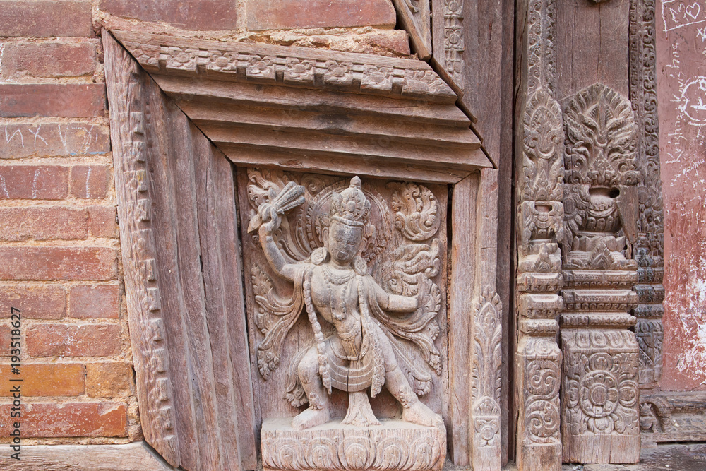 Nepali religious wood sculpture 