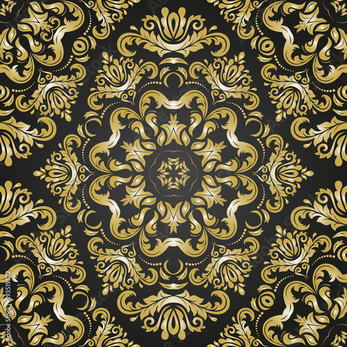 Classic seamless black and golden pattern. Traditional orient ornament. Classic vintage background