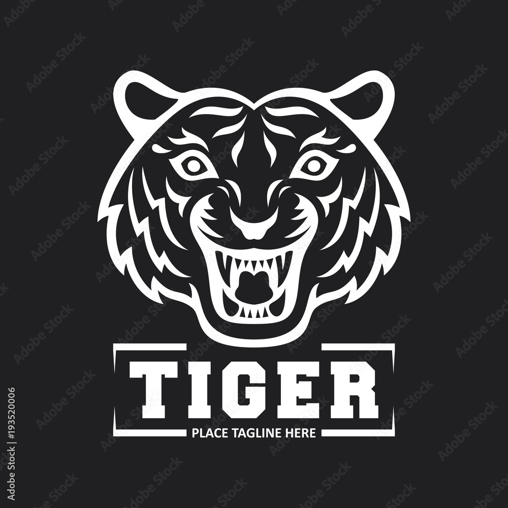 Tiger head mascot on black background Tiger head mascot on black background