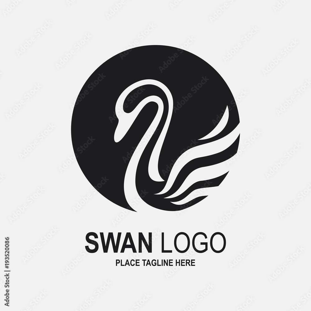 Swan icon design template in black white Swan icon design template in black white