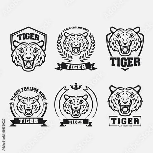 Fototapeta Naklejka Na Ścianę i Meble -  Black tiger icon collection set