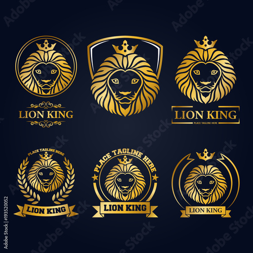 Fototapeta Naklejka Na Ścianę i Meble -  Gold lion head mascot collection