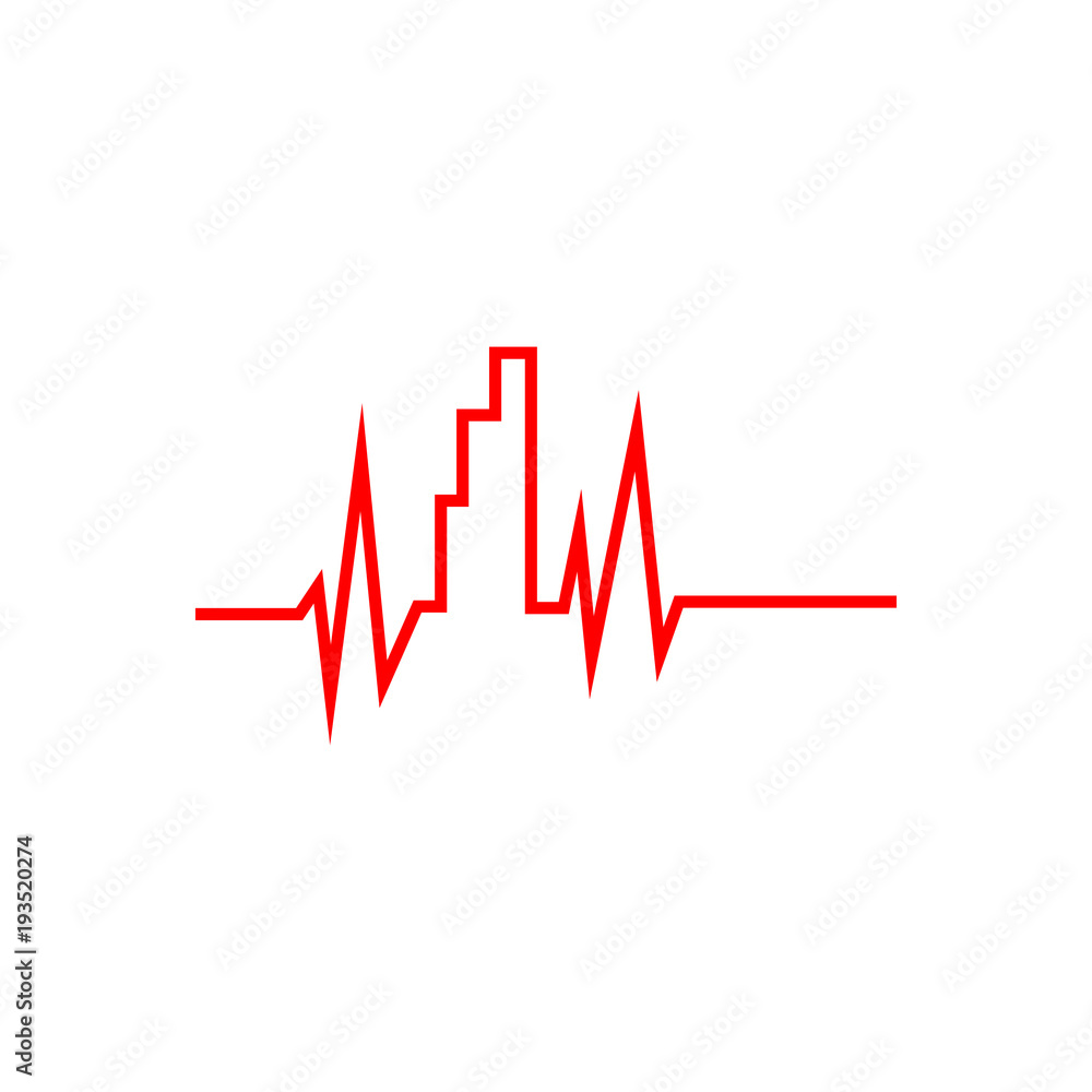 Pulse and bar graph sign. Vector Illustration on white background