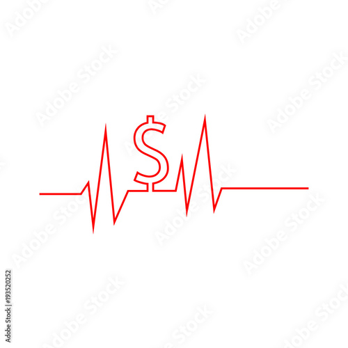  Pulse and dollar sign. Vector Illustration on white background
