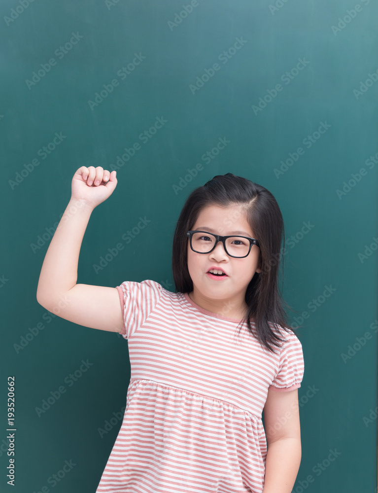 cute girl with green chalkboard