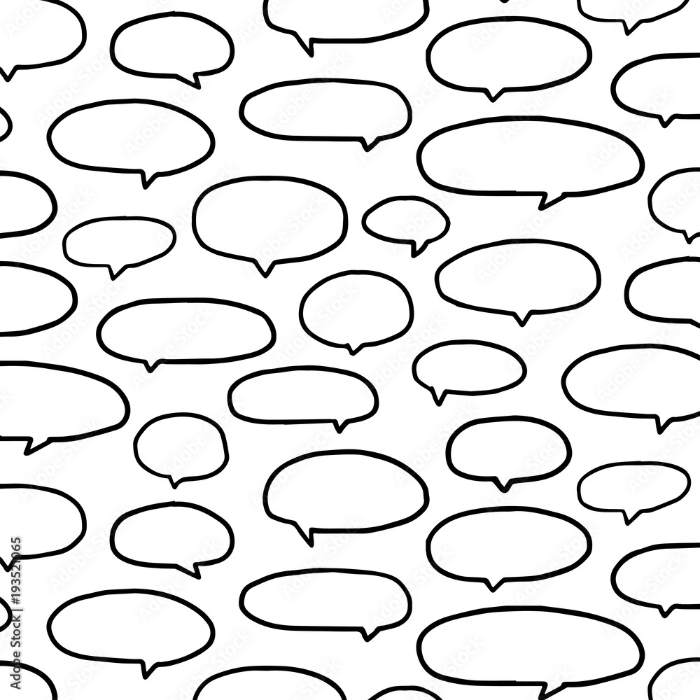 Hand drawn vector illustration of speech bubbles pattern on white background.Empty word bubble Hand drawn vector illustration of speech bubbles pattern on white background.Empty word bubble
