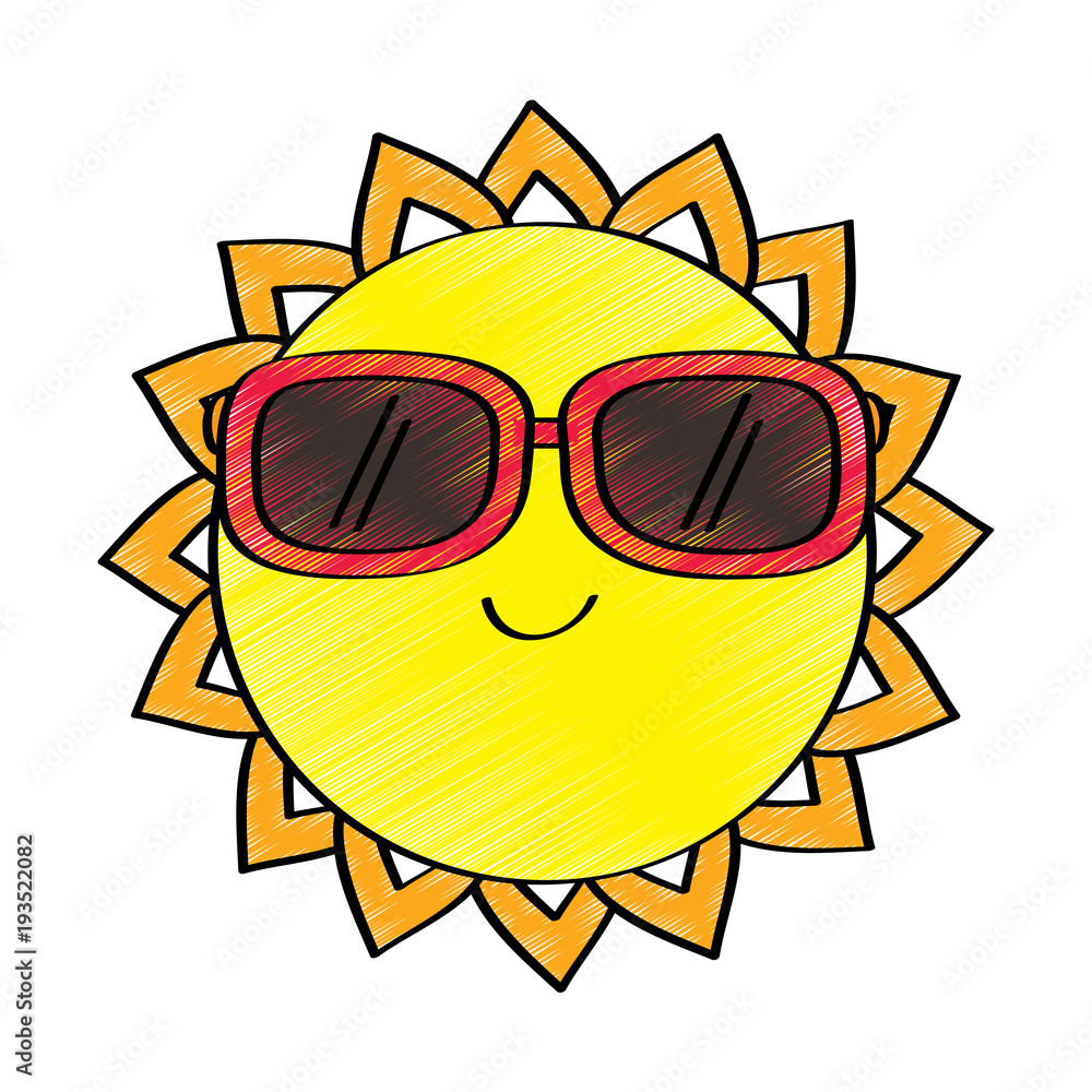 Hand drawn black sun glasses with doodle cartoon Vector Image