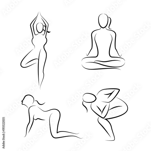 hand drawn yoga posture set
