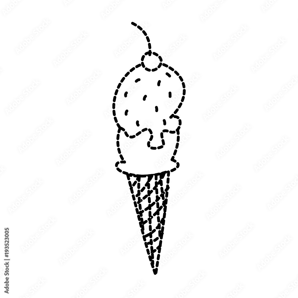 ice cream cone waffle cherry fruit sweet vector illustration sticker design ice cream cone waffle cherry fruit sweet vector illustration sticker design