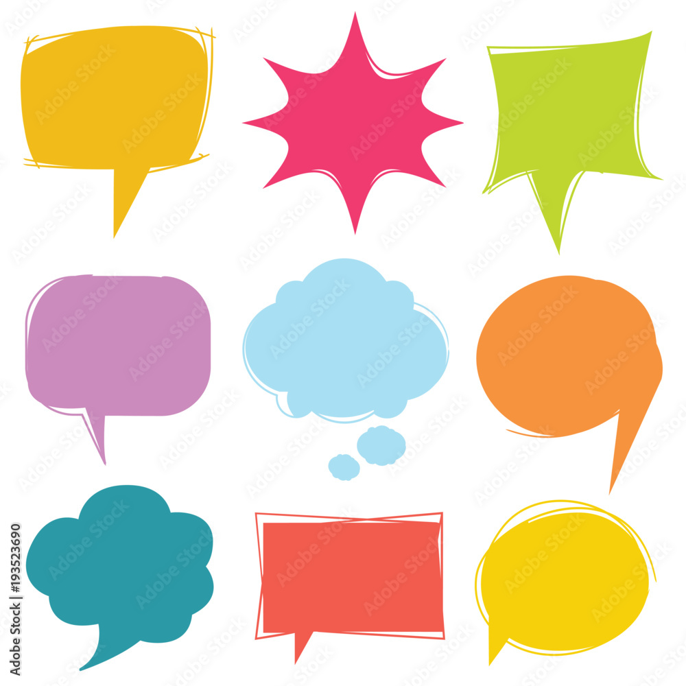 colorful speech bubble, dialog set colorful speech bubble, dialog set