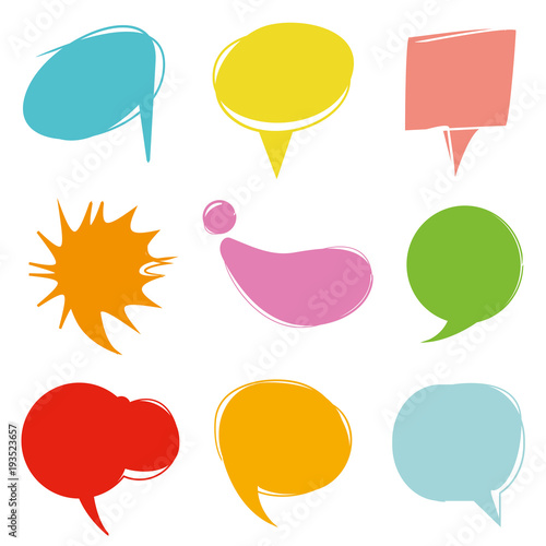 colorful speech bubble, dialog set