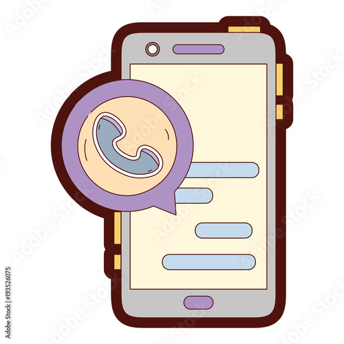 line color smartphone chat bubble with phone sign