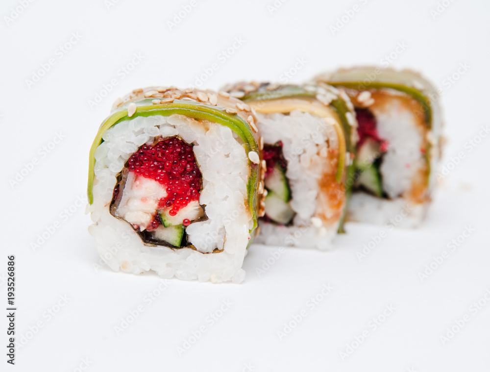 Sushi isolated on white background.
Sushi isolated on white background.