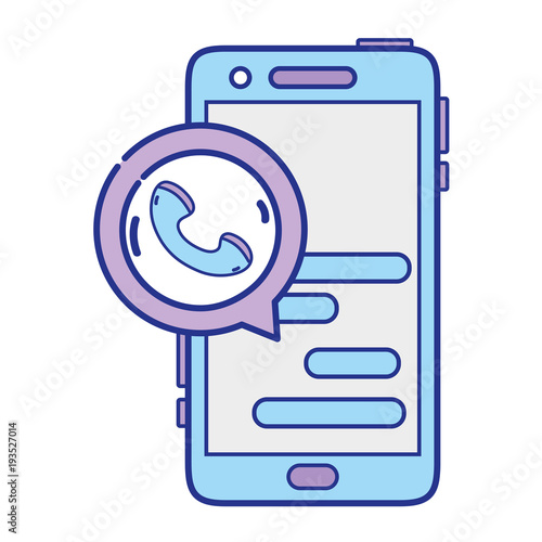 full color smartphone chat bubble with phone sign