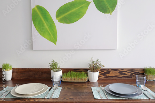 Table setting in vegetarian...