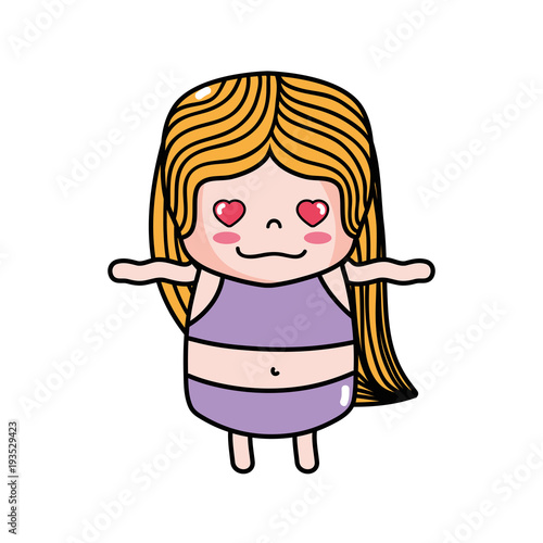 girl wth long hair and in love face