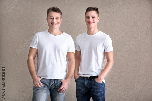 Men in color t-shirt on lig...