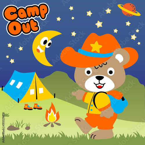 Camping day with funny animal 
