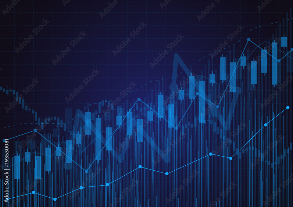 Business candle stick graph chart of stock market investment trading on dark background design. Bullish point, Trend of graph. Vector illustration Business candle stick graph chart of stock market investment trading on dark background design. Bullish point, Trend of graph. Vector illustration