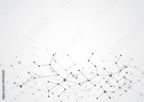 Abstract connecting dots and lines molecule background. Connection science compounds  medical  technology or scientific concept background. Vector illustration
