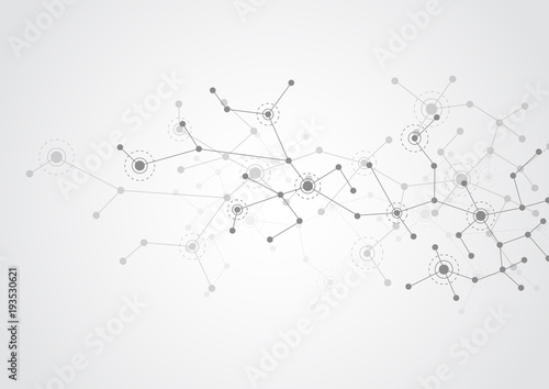 Abstract connecting dots and lines molecule background. Connection science compounds, medical, technology or scientific concept background. Vector illustration