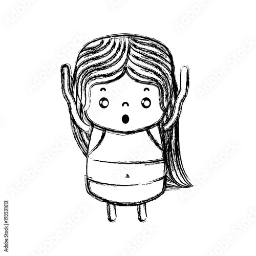 figure girl wth long hair and scared face