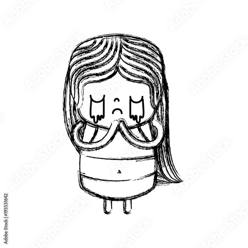 figure girl wth long hair and crying face