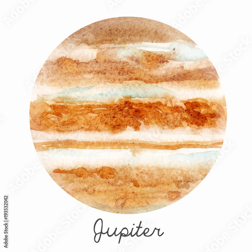 Watercolor Jupiter planet vector illustration