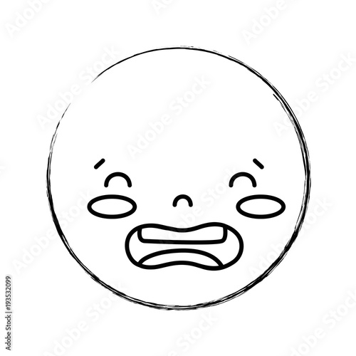 figure kawaii head with cute disgusted face