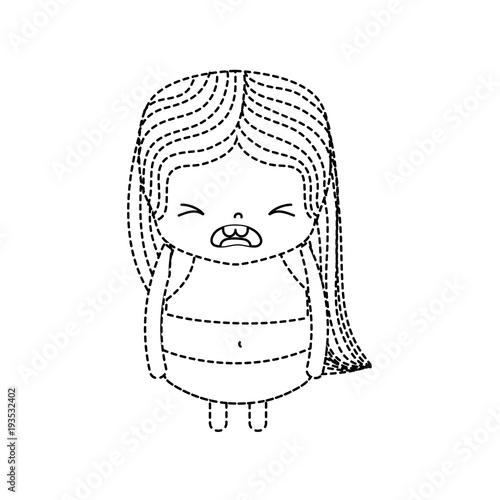 dotted shape girl wth long hair and pity face