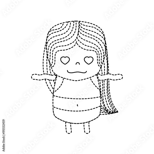 dotted shape girl wth long hair and in love face