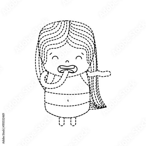 dotted shape girl wth long hair and disgusted face