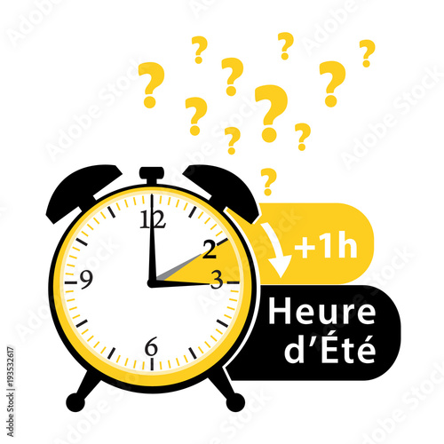 Question date heure d'été. Changement d'heure. Illustration vectorielle.