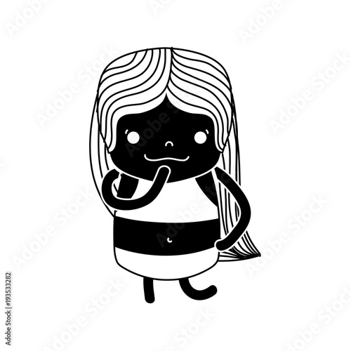 contour girl wth long hair and thinking face