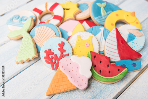 Butter cookies with summer decoration