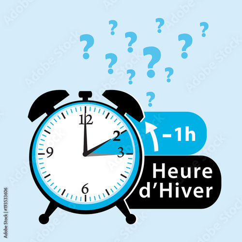 Question date heure d'hiver. Changement d'heure. Illustration vectorielle.